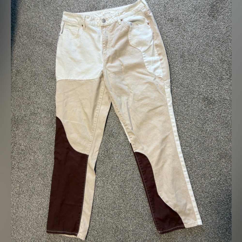 Pacsun Paneled Eco Tan + Brown Straight Leg Mom Jeans Size 30